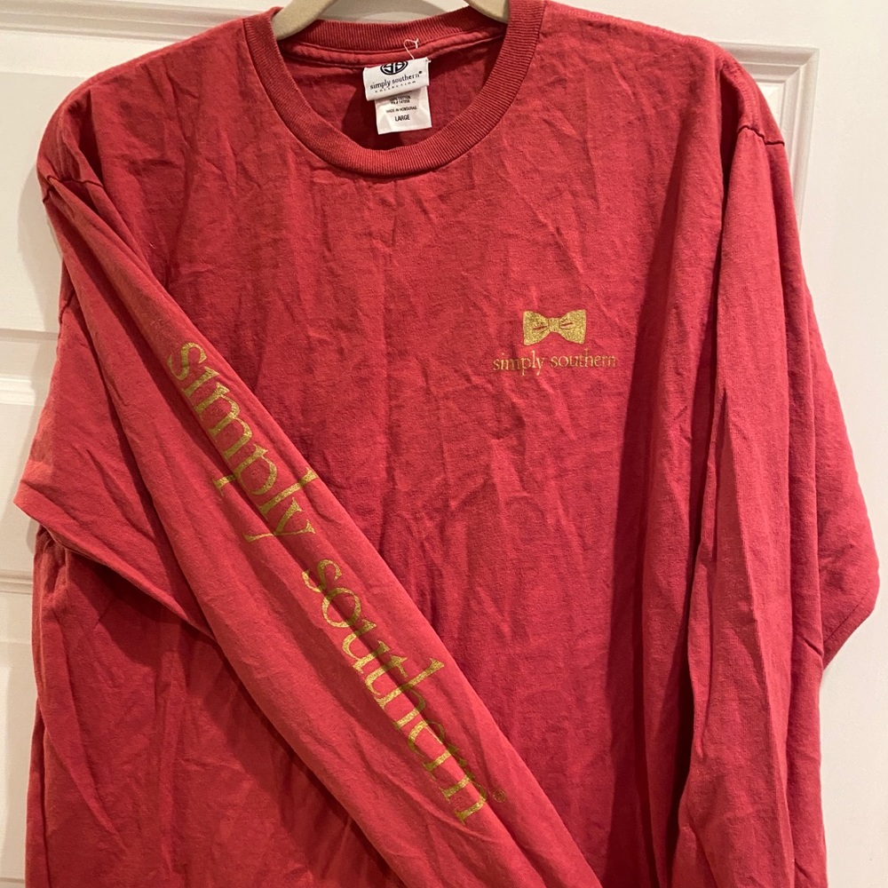 Simply Southern Pink and Gold Long Sleeve Size L